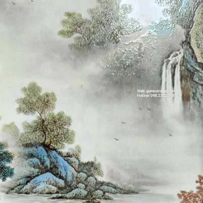 TRANH SỨ KHUNG GỖ – MẶT TRỜI MỌC ĐẰNG ĐÔNG